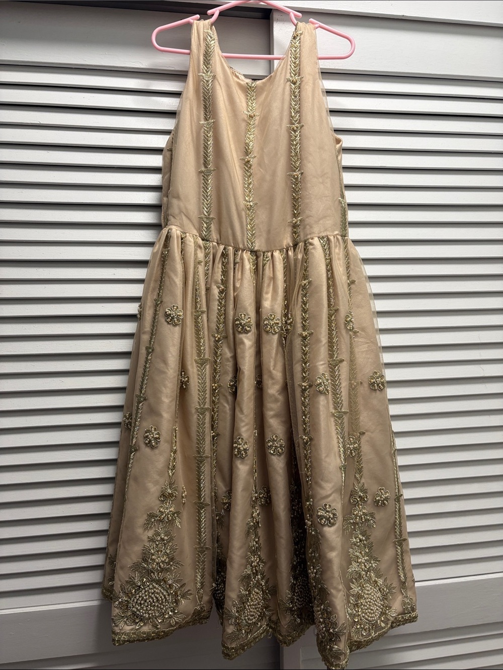 Chasing Fireflies Gold-Embroidered Formal Girls' Dress